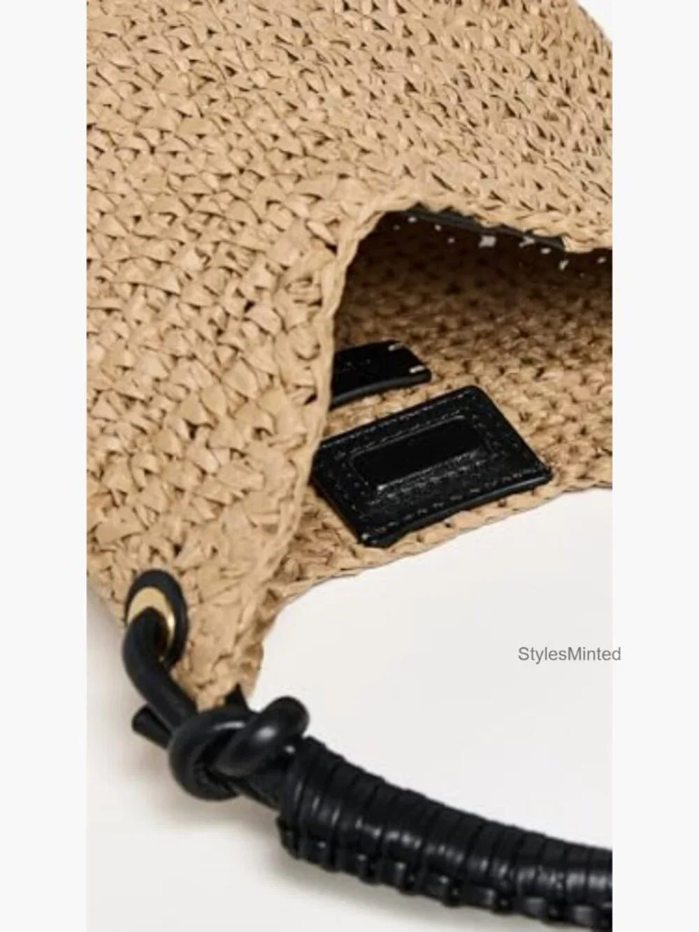 Woven Straw Mini Shoulder Pouch - Gold Tone Beads - Picture 7 of 7